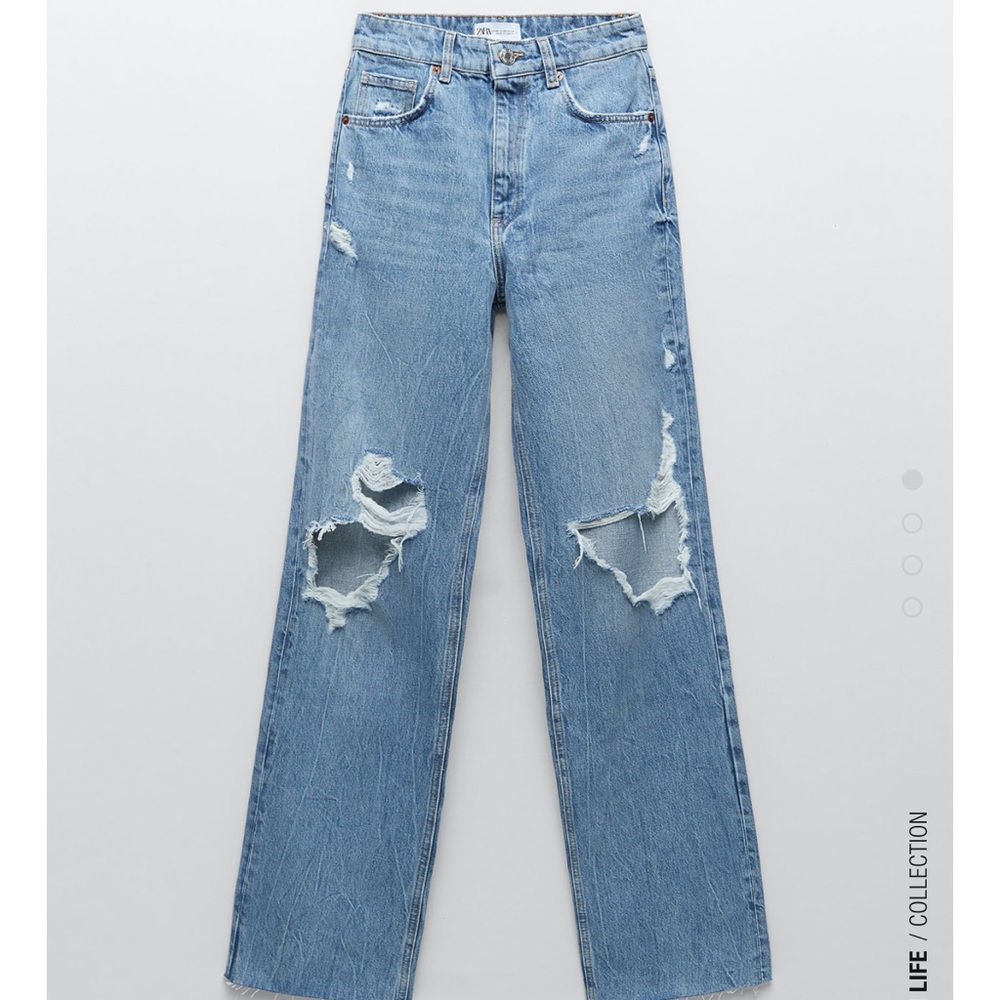 NWT Zara Straight Full Length Light Blue Denim Jeans